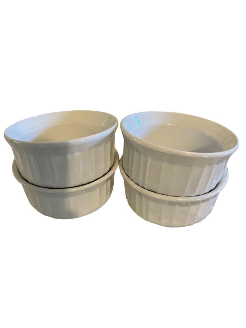 Corning Ware French White Ribbed 7 Oz Ramekins 200 ML. Set Of 4 - Picture 4 of 6